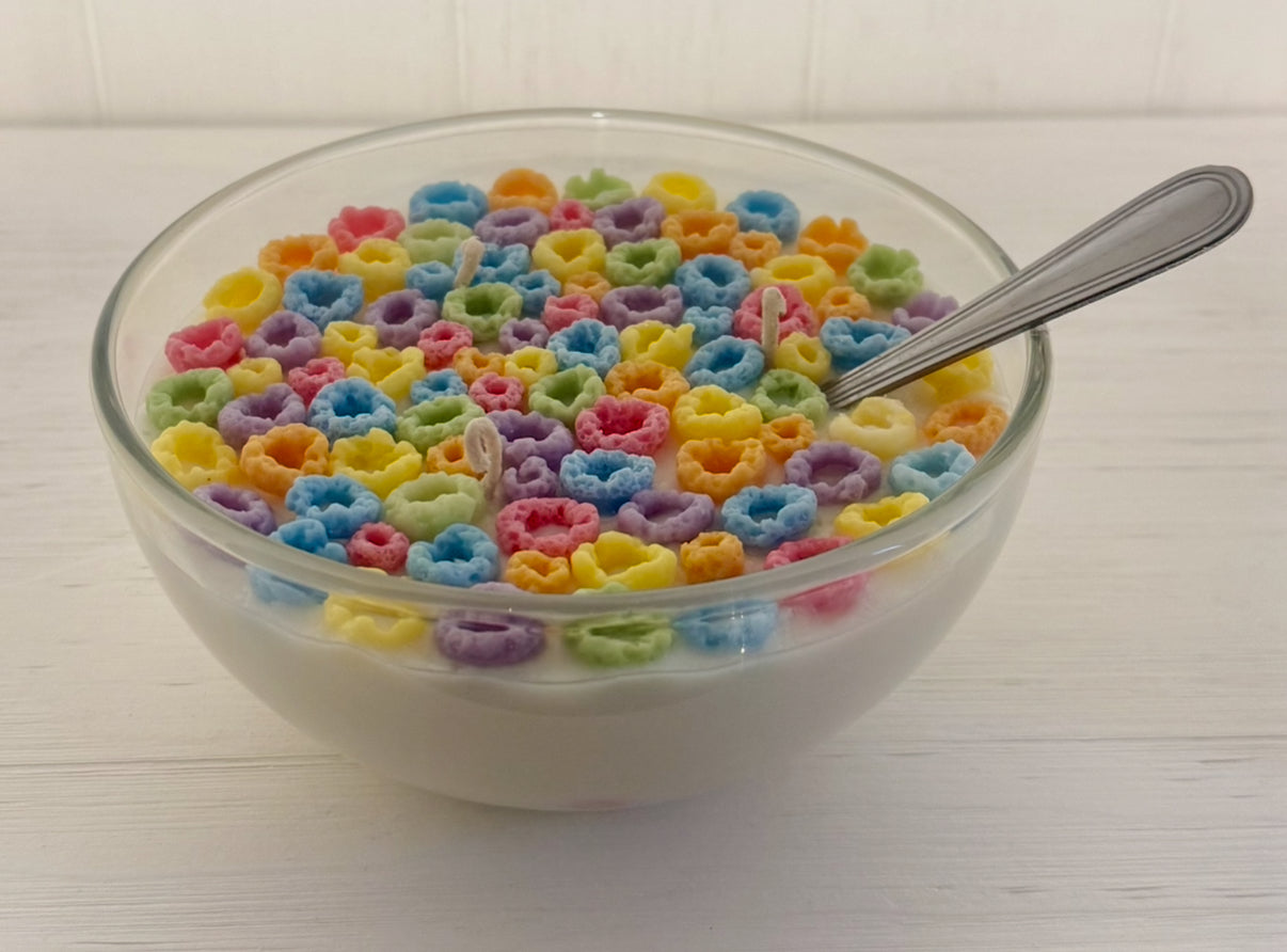 Fruit loops cereal candle