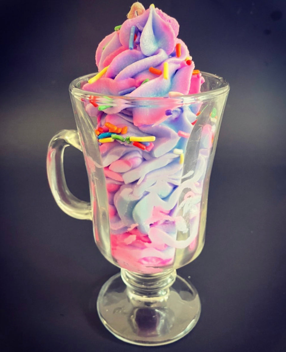 Unicorn sundae candle