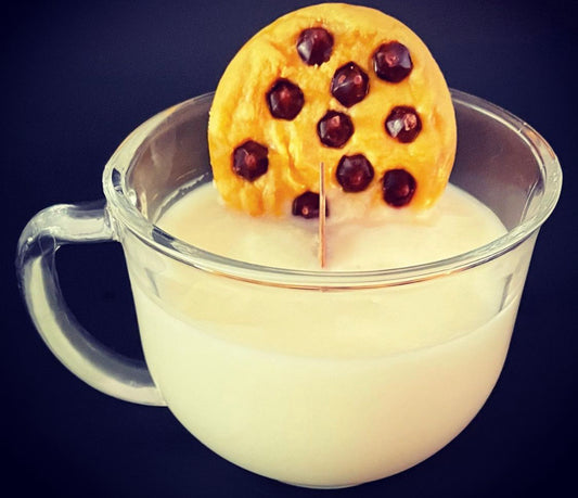 Chocolate chip cookie and milk